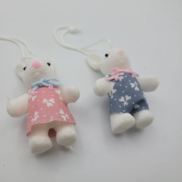 Handmade Bunny Easter Ornament Small Rabbit Felt 2.5 Inch Gender Reveal Pink Blu - Picture 5 of 7